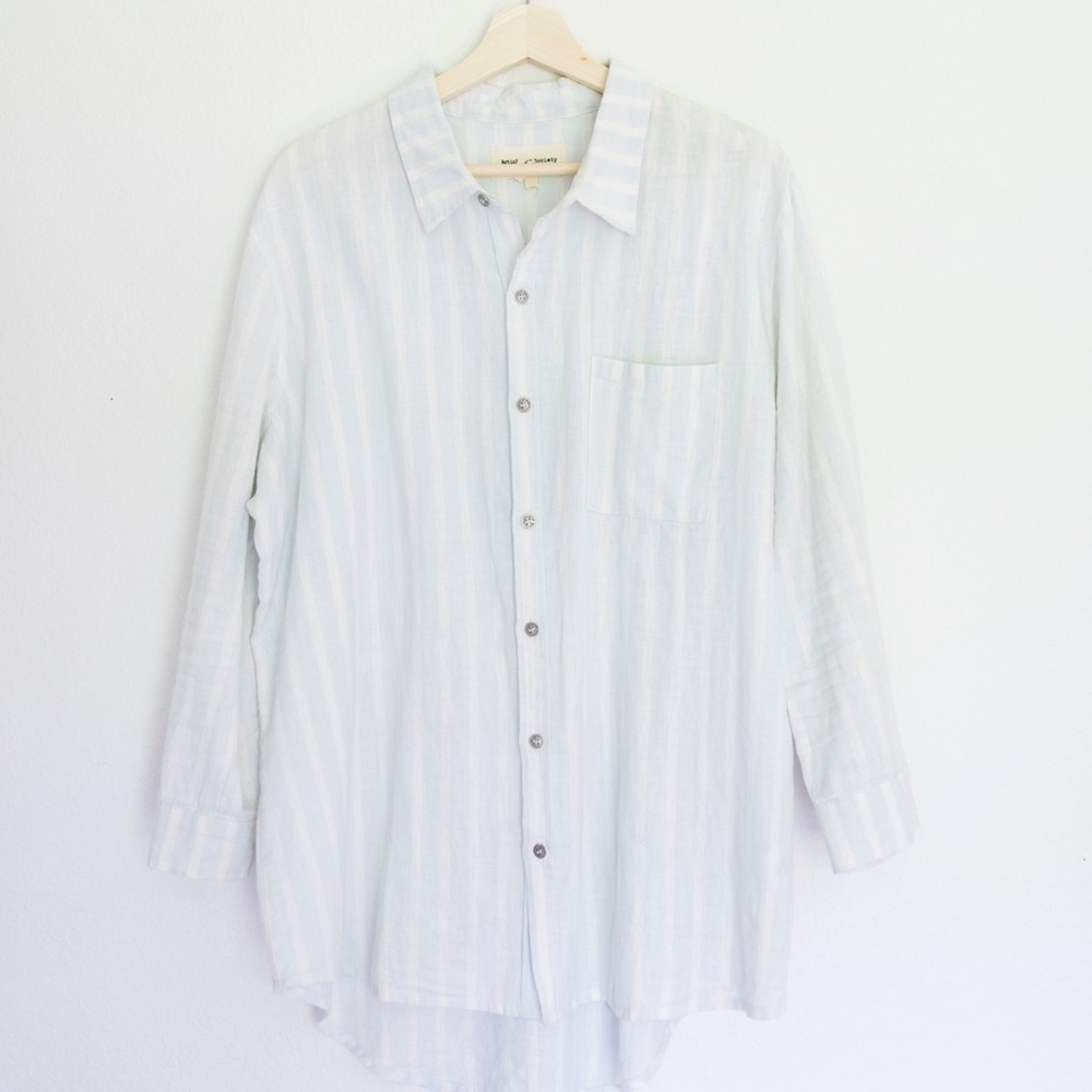 Striped Cotton Linen Oxford Tunic